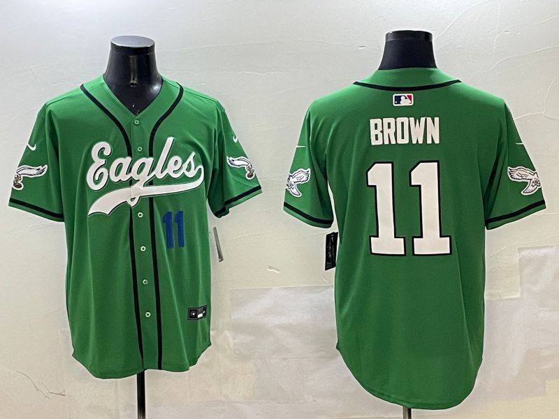 Men Philadelphia Eagles 11 Brown Green three generations Jointly Name 2025 Nike Limited NFL Jersey style 7